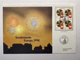 FDC Grossbrief Sondermarke Europa Nationalfeiertag 1998 ET
