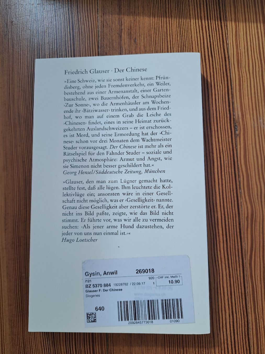 Libri: Taschenbuch: Der Chinese von Friedrich Glauser – Usato da Baden venduto da lor_8pqc 1