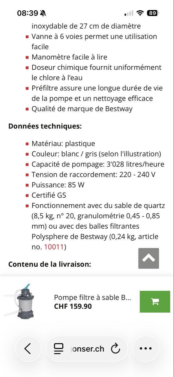 Bestway Accessori per Piscine: Pompe filtration Bestway – Nuovo (secondo la descrizione) da TROINEX venduto da palmita1 2