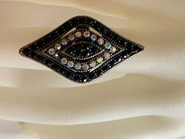 Schöner Glitzerring  schwarz silber Strass