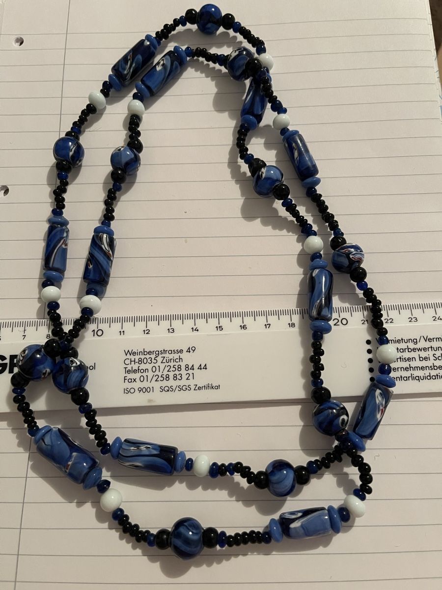 Ketten: Collier de perles bleu et blanc comme neuf 108 cm – Neu (gemäss Beschreibung) aus Kloten von Vermicelles 6