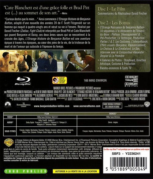 Tutti i DVDs: L'ÉTRANGE HISTOIRE DE BENJAMIN BUTTON – Nuovo (secondo la descrizione) da Bursins venduto da Adabel 1