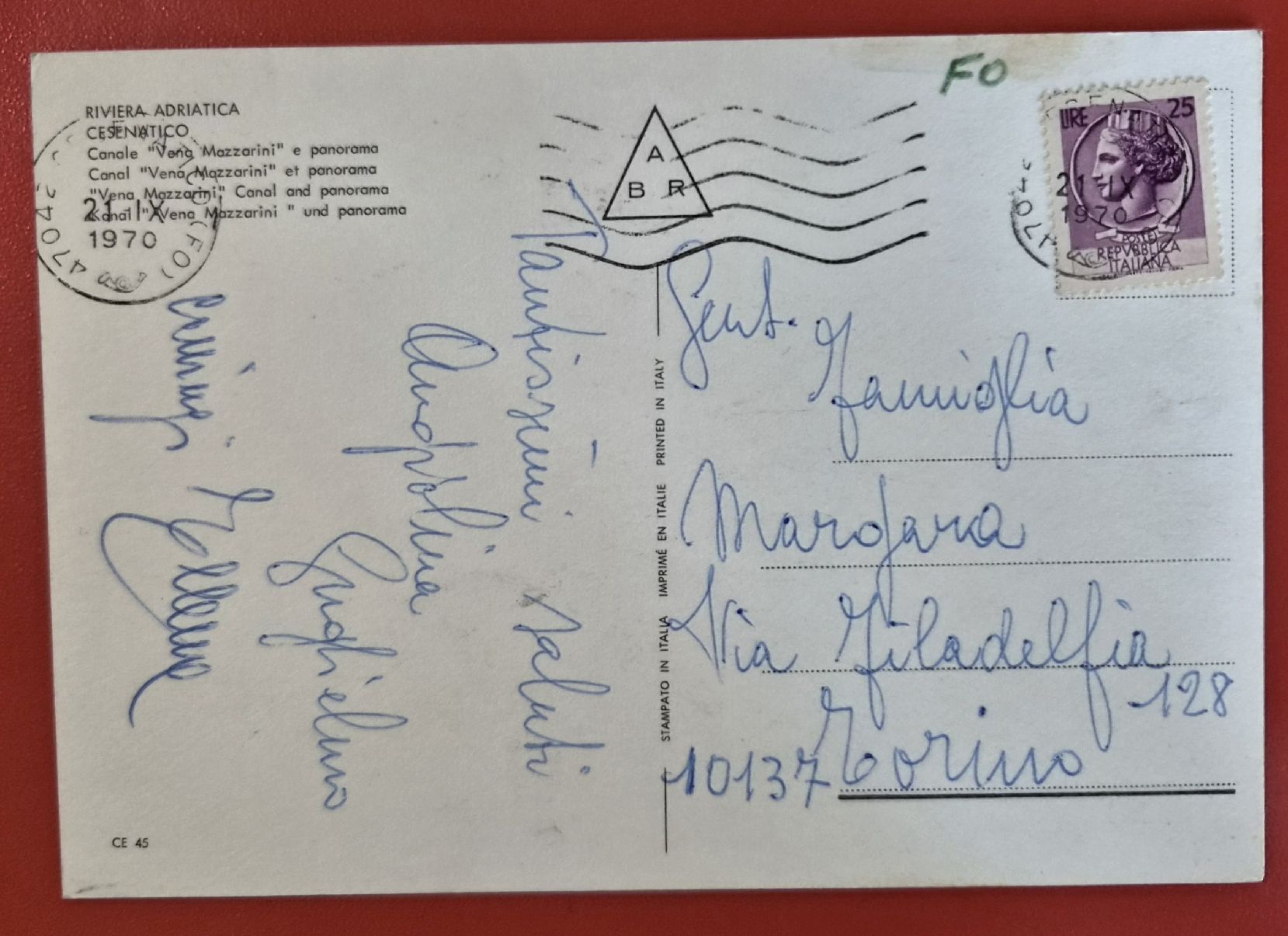 Cartoline postali: Cesenatico Vena Mazzarini 1970 – Usato da Melchnau venduto da Arthurius 1