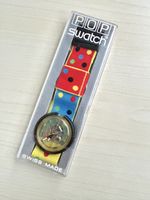 Pop Swatch Armbanduhr buntes Textilband in Box 