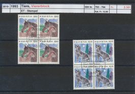 1993 "Tiere", Viererblock, ET-Stempel