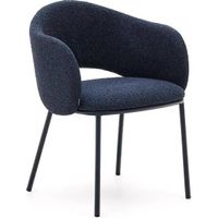 Kave Home Armlehnstuhl Maina Chenille Stoff blau Stahlbeine