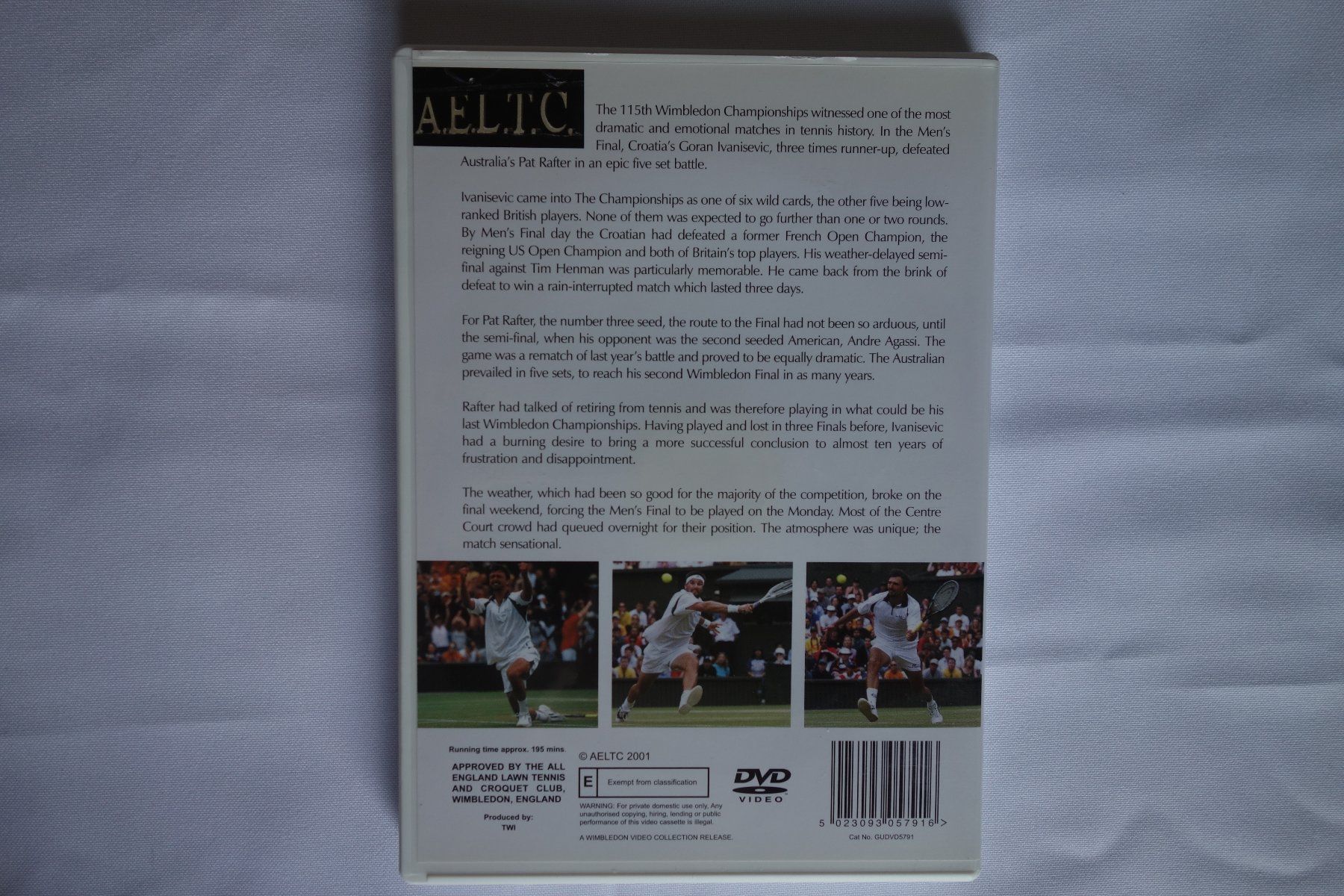 Tutti i DVDs: Wimbledon Rafter vs. Ivanisevic 2001 Final -Gratis Versand ! – Usato da Luzern venduto da ron_35 2