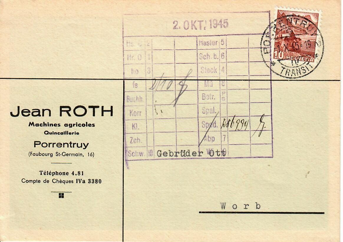 Tutti i francobolli: PK, Porrentruy 1945 – Usato da Hochdorf venduto da Ziegel-16