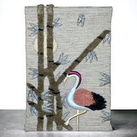 Tapisserie murale MEHER oiseaux faite main jute laine soie