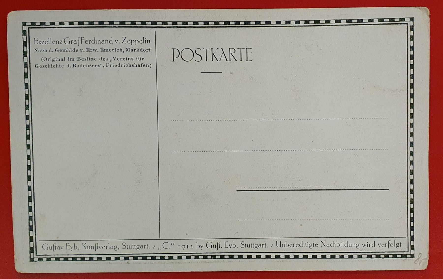 Cartoline postali: Exzellenz Graf Ferdinand v. Zeppelin – Usato da Kreuzlingen venduto da Rschweiz1 1