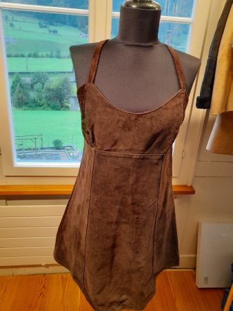 Lederminikleid braun S superschön Wildleder