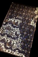 Feiner Batik-Tulis-Sarong (Indigo-Vogel- und Kawung-Motiv)