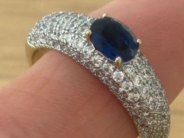 Luxus Elegante Gr.19/9 Ring Farbe: Gold /blau Zirkonia