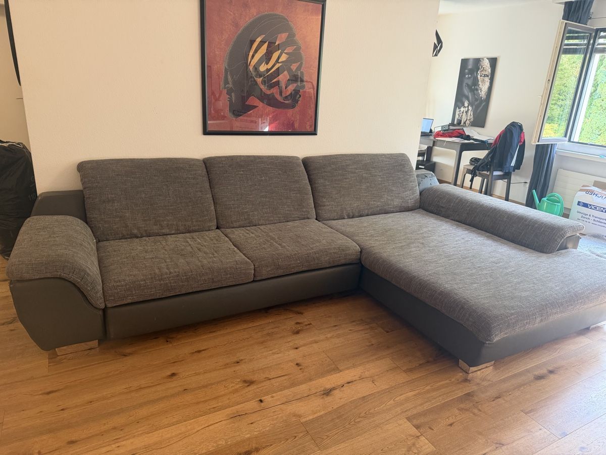Pfister Sofas: Ecksofa mit Bettfunktion grau Stoff Leder Optik gebraucht – Gebraucht aus Schlieren von sheila000 5