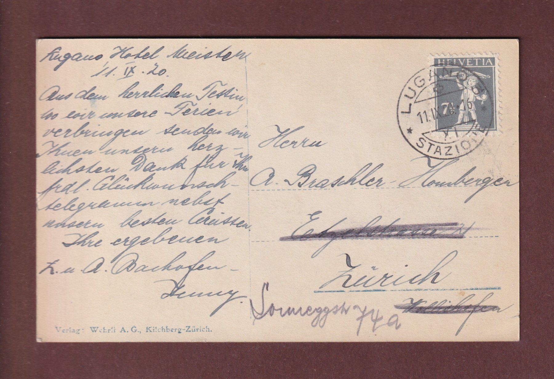 Cartoline postali: LUGANO e San Salvatore - 1920 – Usato da Pully venduto da nicecards-shop 1