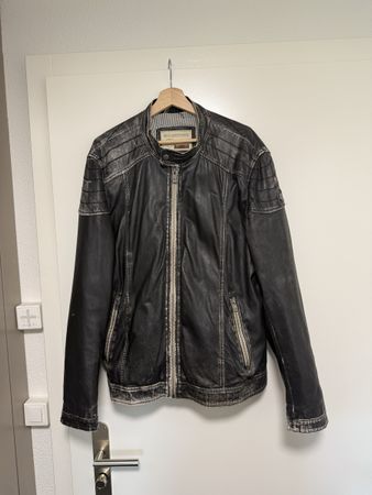 Milestone Lederjacke Used Look Schwarz