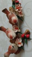 Dekofiguren Vögel mit Blumen, 3er Set, Vintage