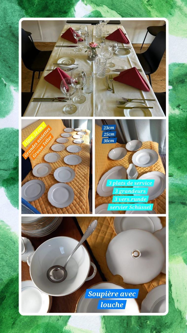 Services de table: Service vaisselle blanc bordure dorée – D'occasion à Payerne par jea_m6nb 9