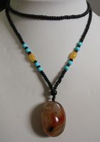 NEU: Botswana Sardonyx Achat Edelstein Anhänger 62 cm Kette