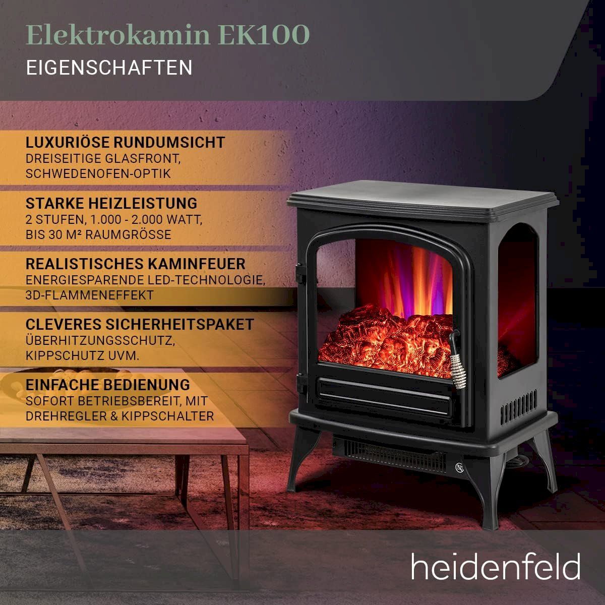 Radiatori: Heidenfeld Elektrokamin EK100 – Nuovo e nell'imballaggio originale da Bottighofen venduto da zaap 3