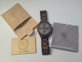 Verkaufe Holzkern-Uhr, Unikat, dunkel