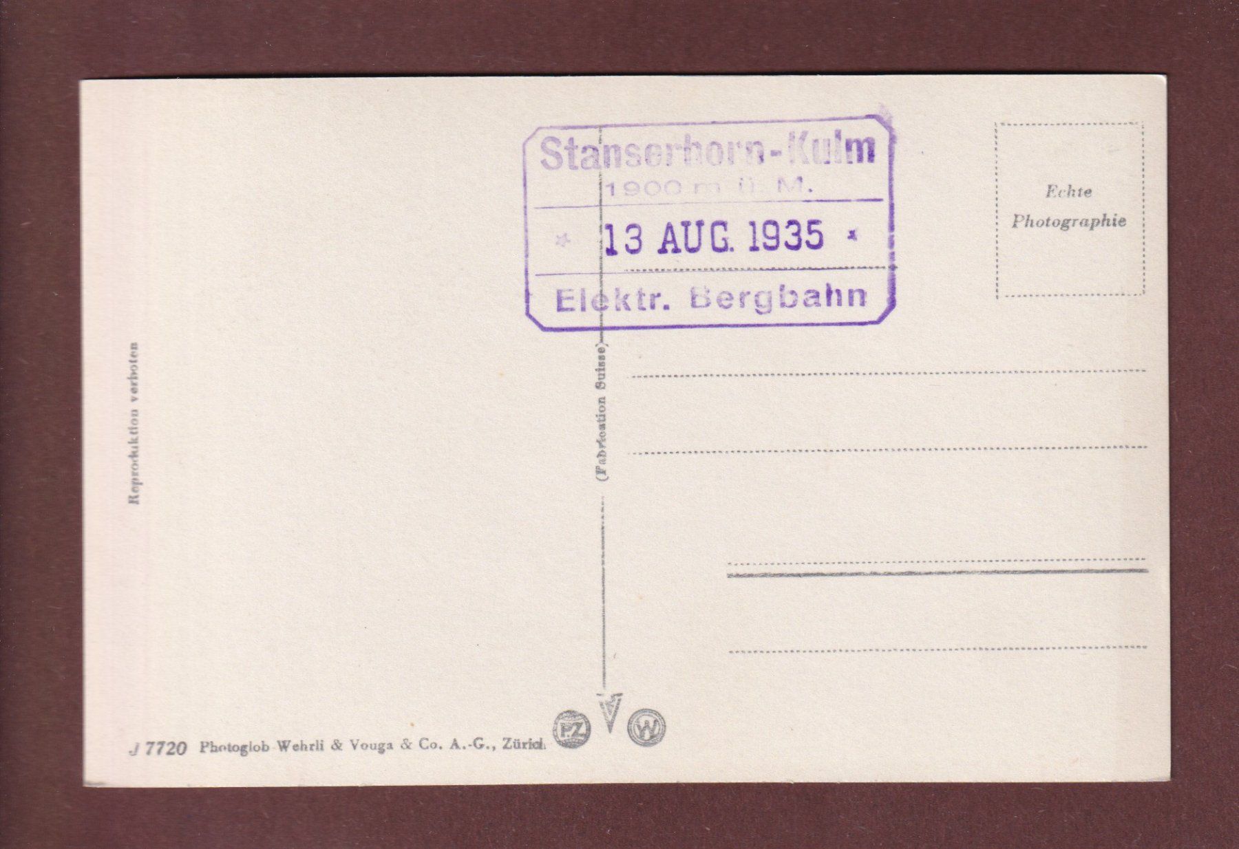 Cartoline postali: STANSERHORN - Titlis - 1935 – Usato da Pully venduto da nicecards-shop 1