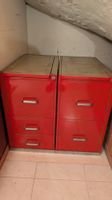 Vintage Bigla Aktenschrank rot Metall 2 Stücke für Dias