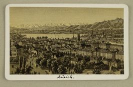 ZÜRICH BLICK AUF SEE, STAHLSTICH VON DIKENMANN UM 1870