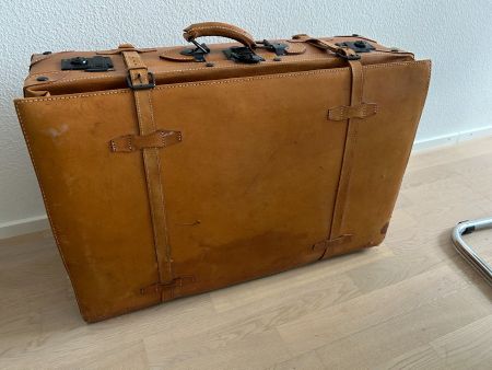 Vintage Style Echtleder Reisekoffer braun 46x68x22cm