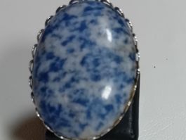 ring antiksilber platered oval mit sodalit