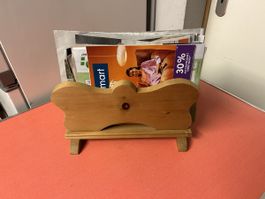 Holz Zeitungsständer, Briefablage aus Holz, Vintage!