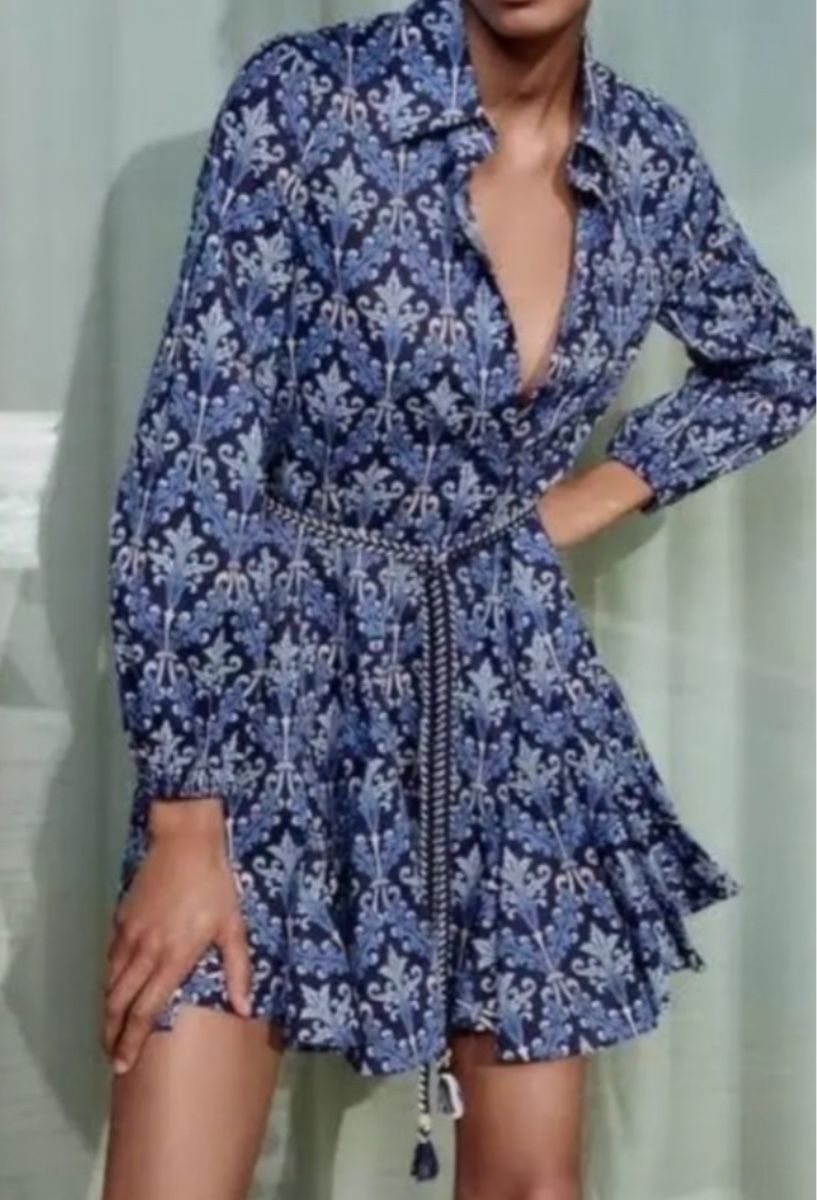 Zara Vestiti: Zara Mini Blusenkleid blau gemustert Baumwolle Versand 9.- – Nuovo (secondo la descrizione) da Meilen venduto da ana9