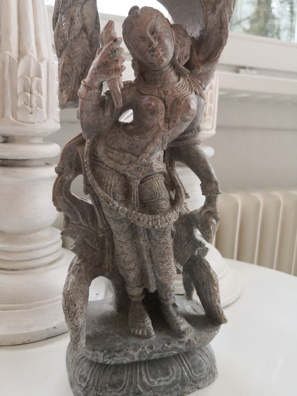 Sculture & Statue: HANDGEMEISELTE DEVA STATUE AUS SPECKSTEIN EINZELSTÜCK INDIEN – Nuovo (secondo la descrizione) da Olten venduto da Naja-Twins-Twins 6
