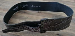 Neuer Vanzetti Leder Gürtel, grau, Kroko-Optik, Grösse 85 cm