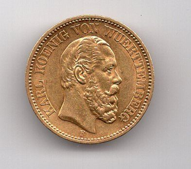 Tutti le monete: (154) Württemberg, 20 Mark 1872, stgl – Usato da Rüthi (Rheintal) venduto da erdnuessli1 1