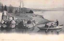 Zürich // 1905 Zürichhorn 1 Fischerboot Menschen belebt