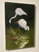 Flamingo Gemälde, Original Ölgemälde auf Leinwand, signiert