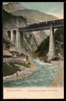 AK Amsteg, Kerstellenbach-Viaduct der Gotthardbahn