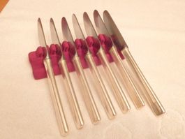 7 Menümesser, Prinz Solingen, Griff versilbert, 20cm + Stahl