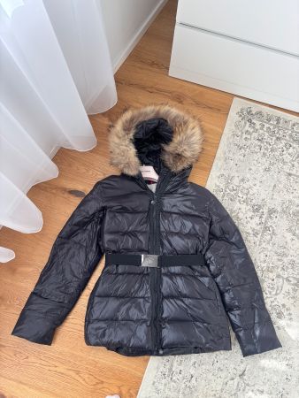 Black Jacket with Fur and Belt Size M