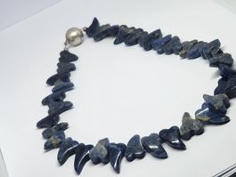 Spezielle Kette, blaue echte Steine und Silber 925, Unikat
