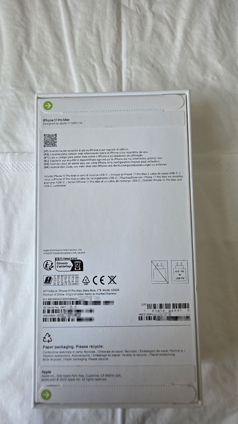 Apple Telefoni cellulari / Smartphones: Apple iPhone 17 Pro Max 1TB Deep Blue NEU versiegelt – Nuovo e nell'imballaggio originale da Malters venduto da Mary.Sp 2