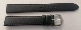 Bracelet cuir noir brillant, souple, pour montre dame, 14mm