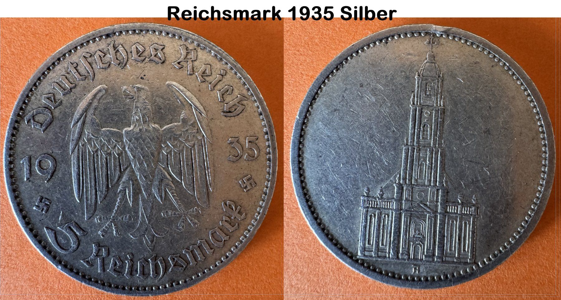 Alle Münzen: 5 Reichsmark 1935 A Silber,  Garnisonskirche – Gebraucht aus Diepoldsau von preisparadies-ch