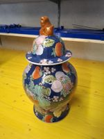 Keramik Vase Deckel farbig signiert guter Zustand