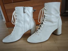 Zara Stiefeletten creme weiss Gr. 39 Echtleder