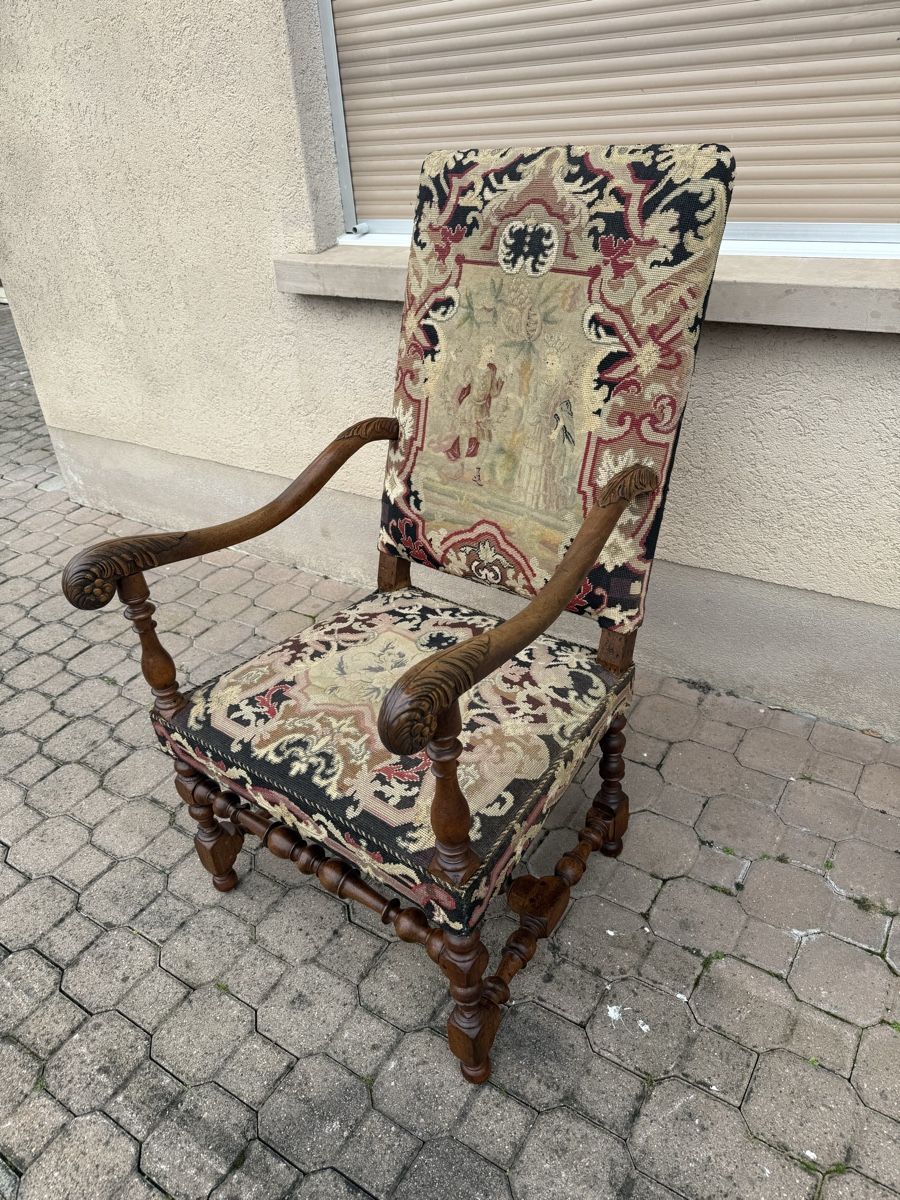 Sedie: Antiker Stuhl mit Wandteppichbezug, – Usato da Aarburg venduto da Yula24 3