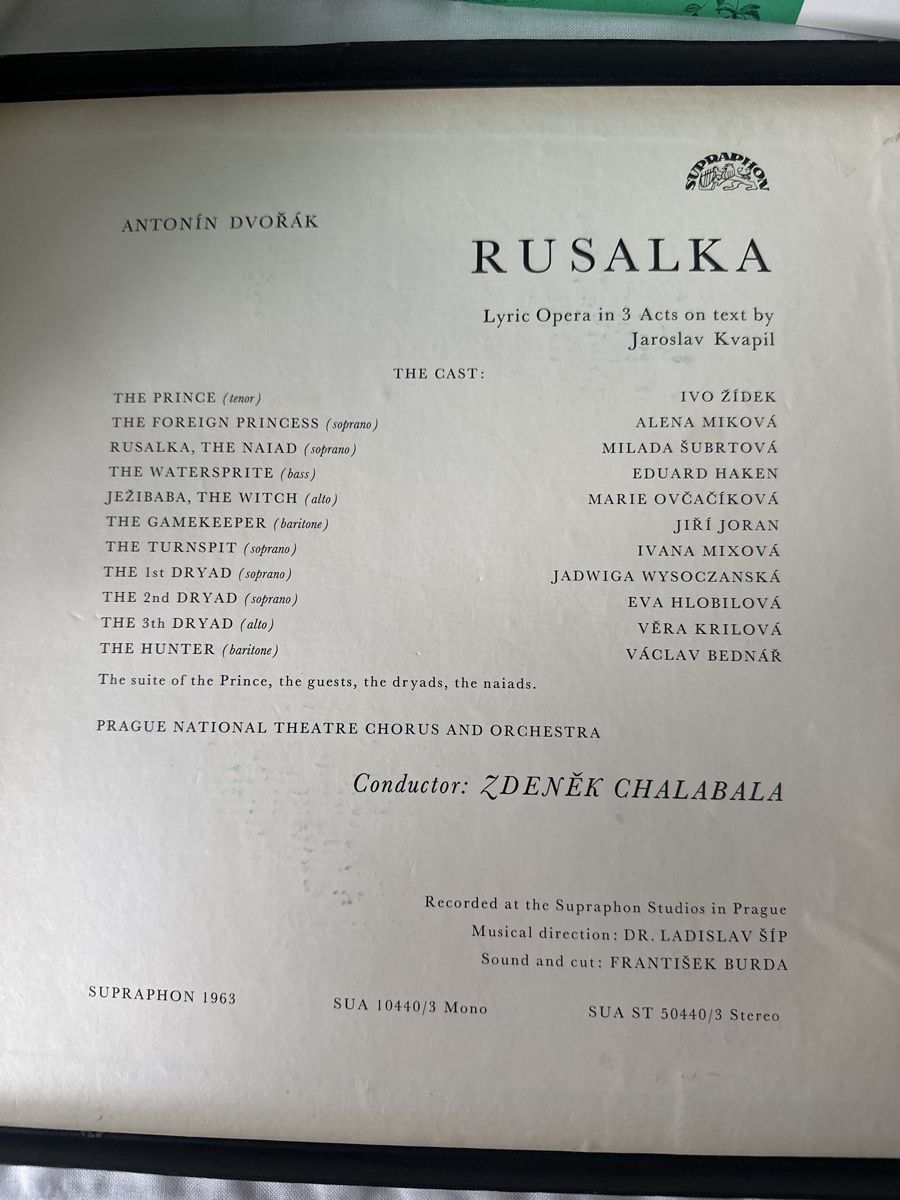 Schallplatten: Dvorak: Rusalka, LP Schallplatte, Supraphon, Stereo – Gebraucht aus Zürich von Chaeffeler 2
