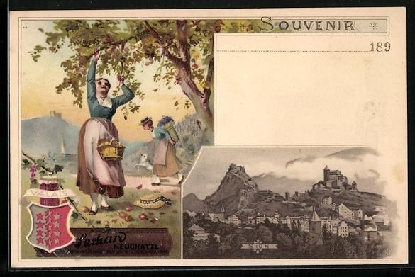 Cartes postales: Litho Neuchatel, Kakao Suchard, Dame bei – D'occasion à Berlin par bartko-reher