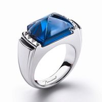 Bague BACCARAT-Paris „Louxor“, Argent 925 & Cristal bleu